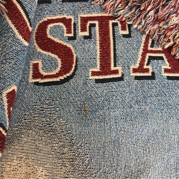 NWT Vintage Manual Woodworkers Weavers United We Stand God Bless The USA Blanket - Picture 10 of 12